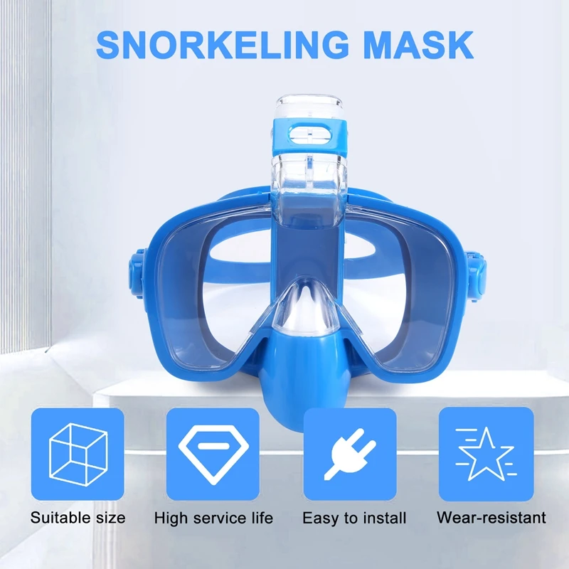 Snorkel Mask Foldable Diving Mask Set With Dry Top System And Camera Mount, Anti-Fog Professional Snorkeling Gear