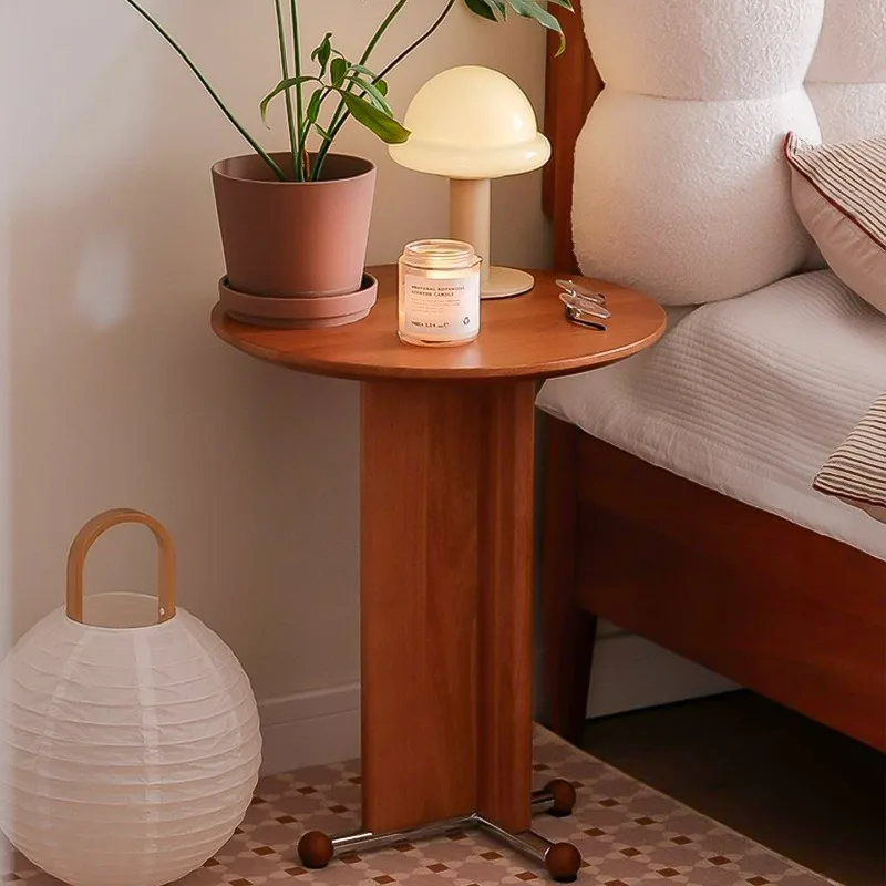 ‌ طاولة جانبية حديثة من منتصف القرن، طاولة نهاية أريكة من الخشب الصلب، طاولة قهوة مستديرة للشرفة، منضدة جمالية بجانب السرير لغرفة المعيشة