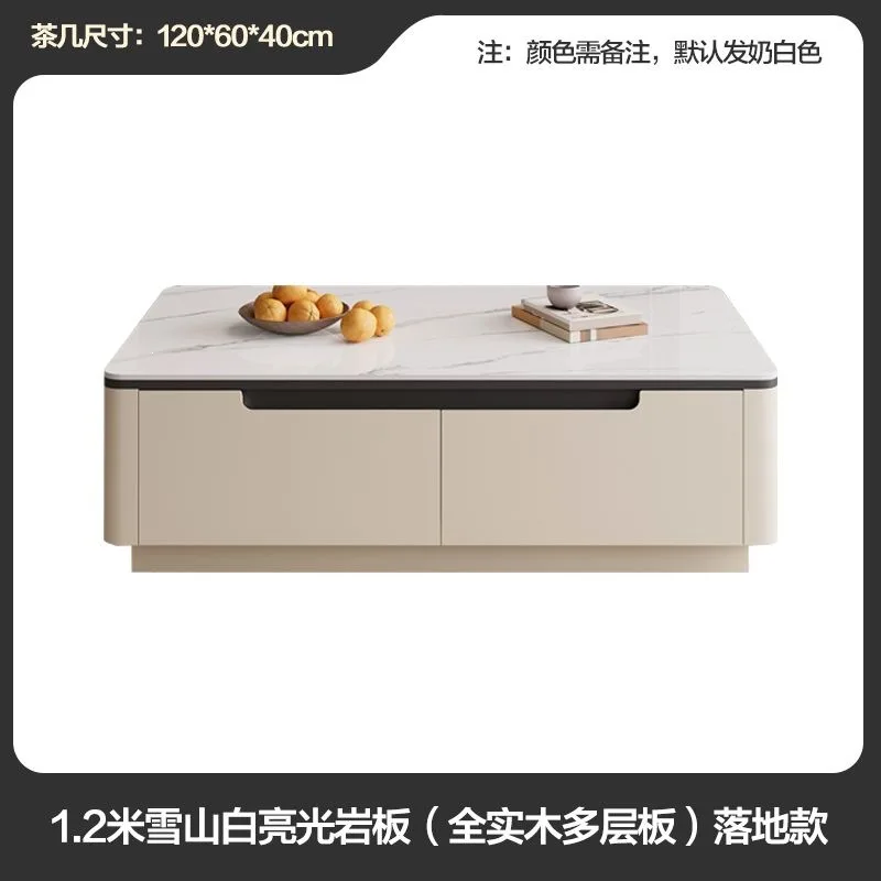 Luxury Sintered Stone Coffee Table with Solid Wood TV Stand Combo Modern Minimalist Living Room Furniture Set for Small