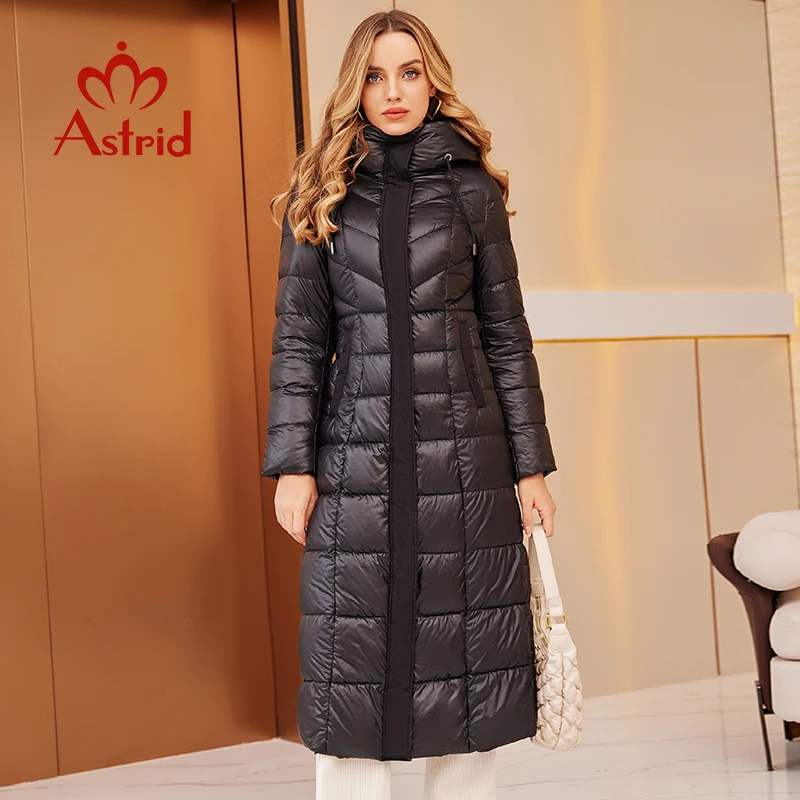 Astrid 2022 New Women\'s Coat Long Down Jacket stand-up collar hooded drawstring design cold-proof warm wind-proof parka ZR-T057