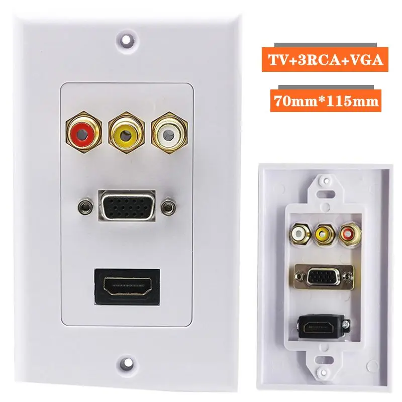 Set-top Box Lotus Audio And Video VGA RCA Sound HDMI Compatible High-Definition Solderless Wall Socket Multimedia Panel