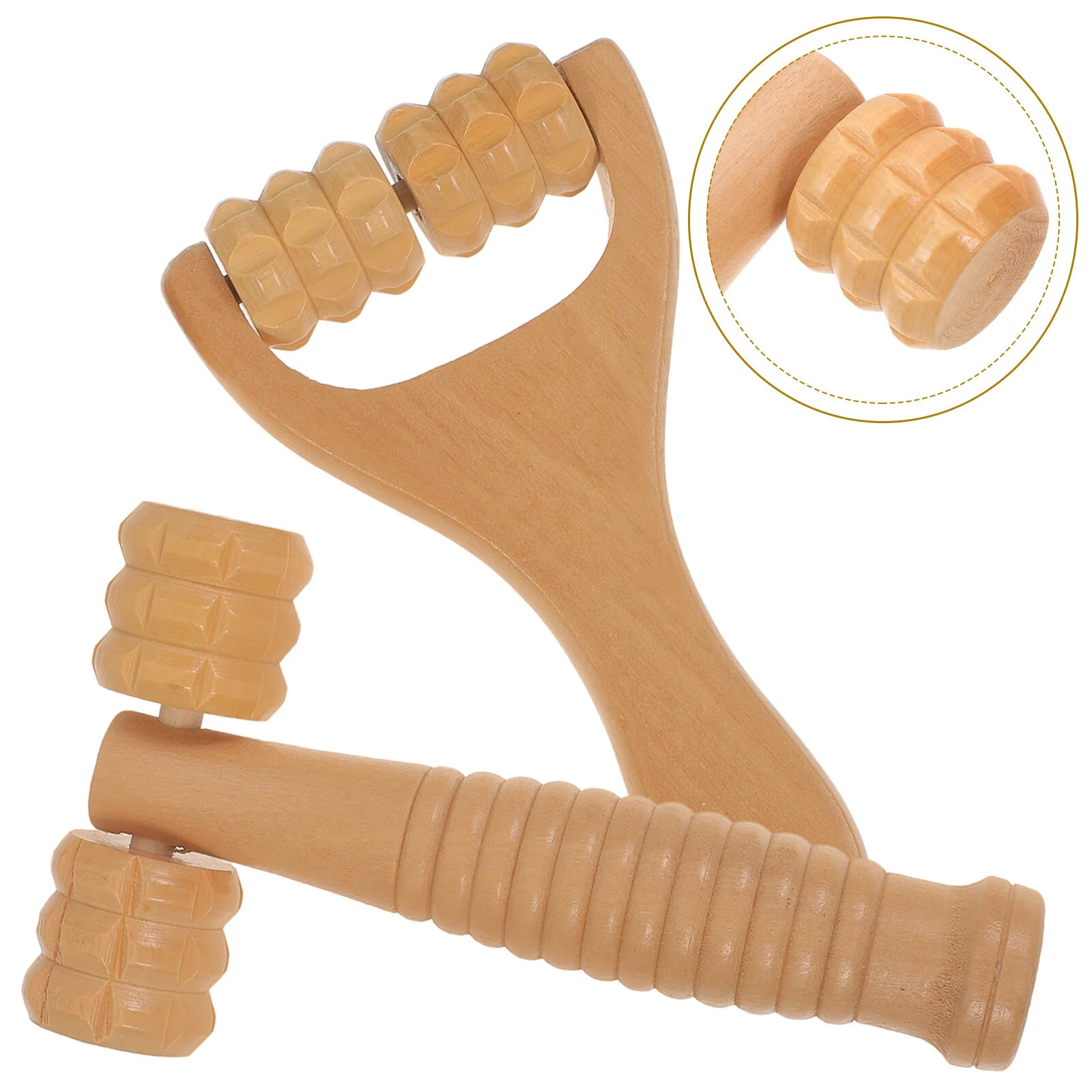 

2 Pcs Foot Massage Tools Wood Back Body Sculpting Machine Shoulder and Neck Wooden Roller Wheels