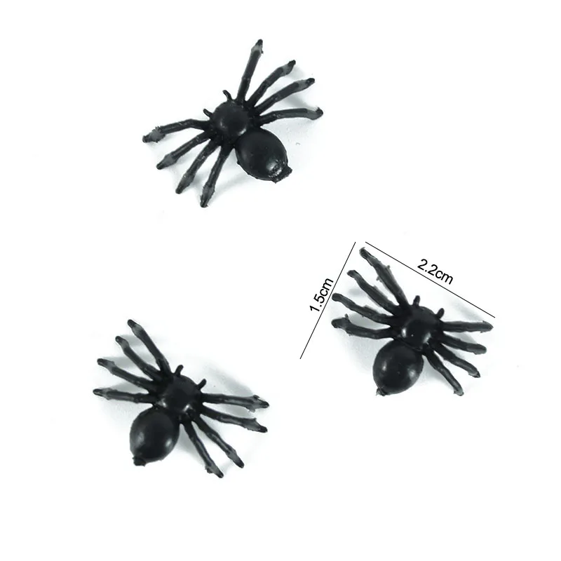 50pcs Halloween Spider decorazioni piccoli ragni di plastica luminosi neri casa stregata decorazione ragno simulazione giocattoli ingannevoli