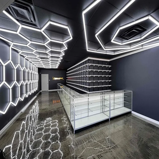 

High Lightness Garage Light Hexagon LED Lights Ceiling Wall Detailing Lighting Car Workshop Honeycomb Lamps Garage Lamp