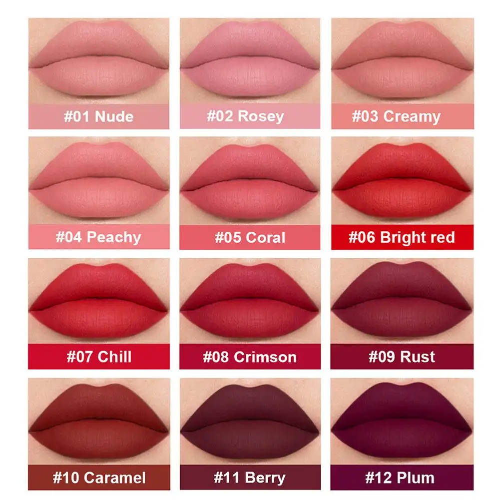 3 teile/satz Nude Lip Gloss Matte Samt Lippenstift Wasserdicht langlebig Flüssigen Lippenstift Frauen Feucht Lip Tint Nicht-Stick