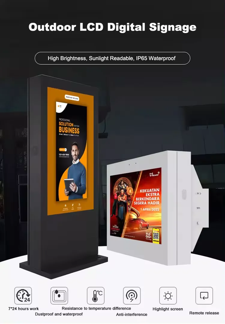 32,43,55,65,75,85,98 Inch Portable Outdoor Digital Signage Outdoor Tv Waterproof Ads Advertising Machine