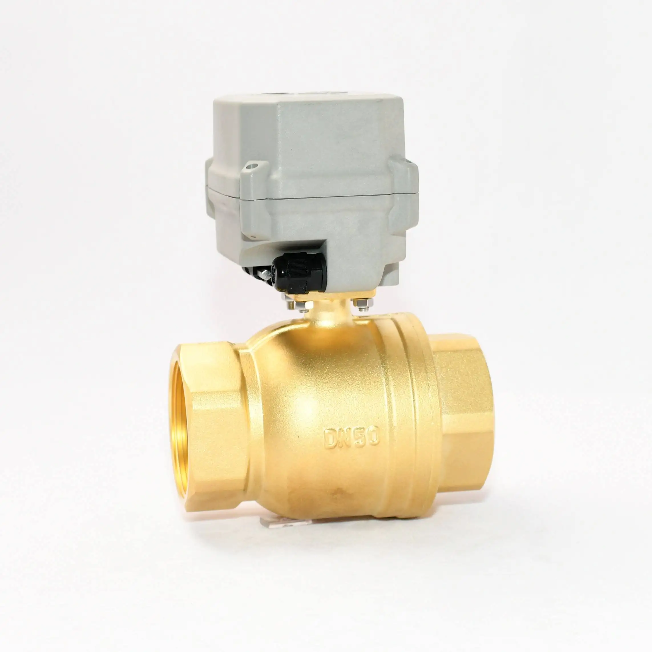 Cr201 DN15 1/2 '' 12VDC Motorized Control Flow Brass Thread 2 Way Valve Electric Actuated Brass Ball Valves For Drinking Wate