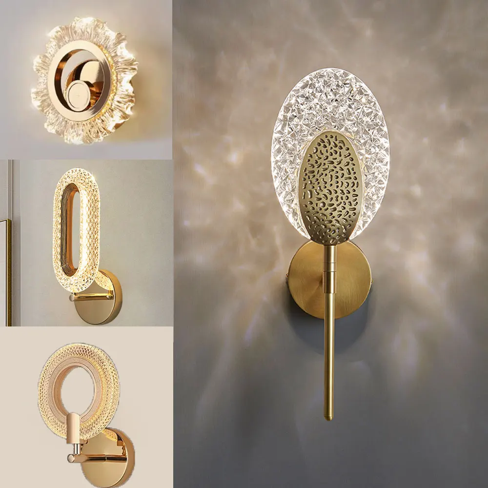 Light luxury Wall lamp  Crystal textured Bedroom Bedside lamp Living room Background Wall light Corridor Decorative lighting fix