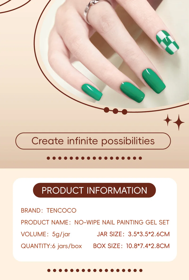 Koreanisches japanisches 6-Farben-Set, kein Abwischen, Nagelmalerei, Gel-Palette, helle Farbe für Nail Art Design, halb-UV-Gel-Creme, Gel-Nagellack – Detail 10