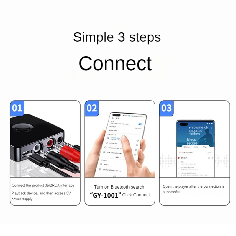 بلوتوث 5.1 استقبال الصوت 3.5 مللي متر AUX RCA ستيريو الموسيقى محول لاسلكي استقبال بلوتوث لمكبر الصوت دائم-POS
