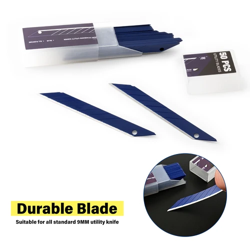 Imagen 2 del producto EHDIS 30 ° Cuchilla de repuesto para cuchilla de arte, repuesto de hoja de acero al carbono recubierta de aceite Auti-Rust para cortador de película de coche, 50 unids/caja