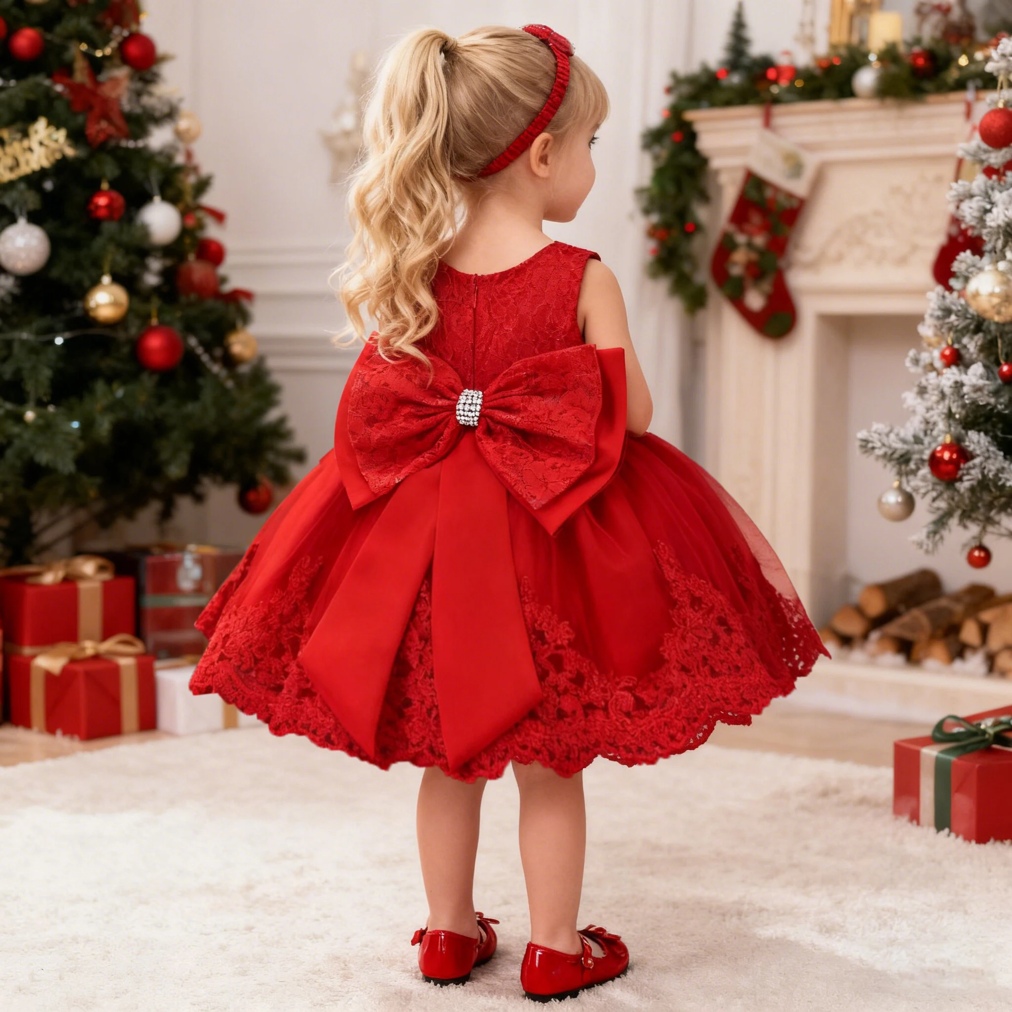 

Toddler Big Bow Party Baby Girls Dress Bow Baptism 1st Birthday Princess Dress Baby Lace Wedding Bridesmaids Christmas Prom Gown