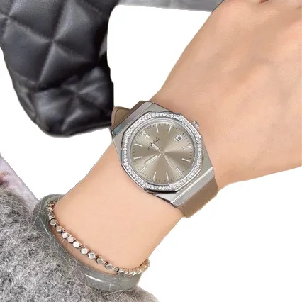 2026 New Belt Big Dial Octagonal Designer Watch Luxury Purple Metal Quartz Watch with Calendar Personalized Accessories