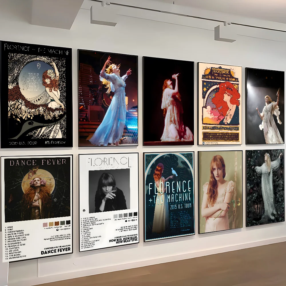 مغني البوب فلورنسا وآلة الموسيقى المشارك ذاتية اللصق الفن ورقة مقاومة للماء ملصق مقهى بار غرفة جدار ديكور