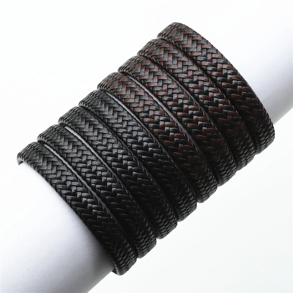 WestBull Men Leather Bracelets Punk Weave Black Brown Pulsera Women Bangle Homme Male DIY Jewelry Accessories