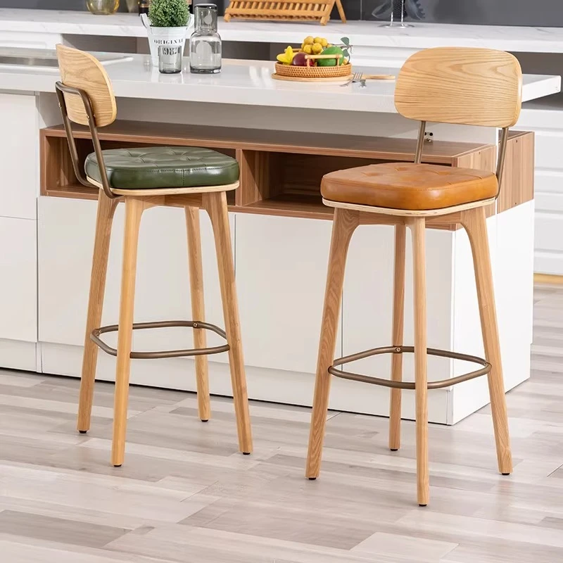 

Wood Counter Bar Chairs Luxury Kitchen Living Room High Designer Restaurant Modern Bar Stools Long Taburete Alto Home Furniture