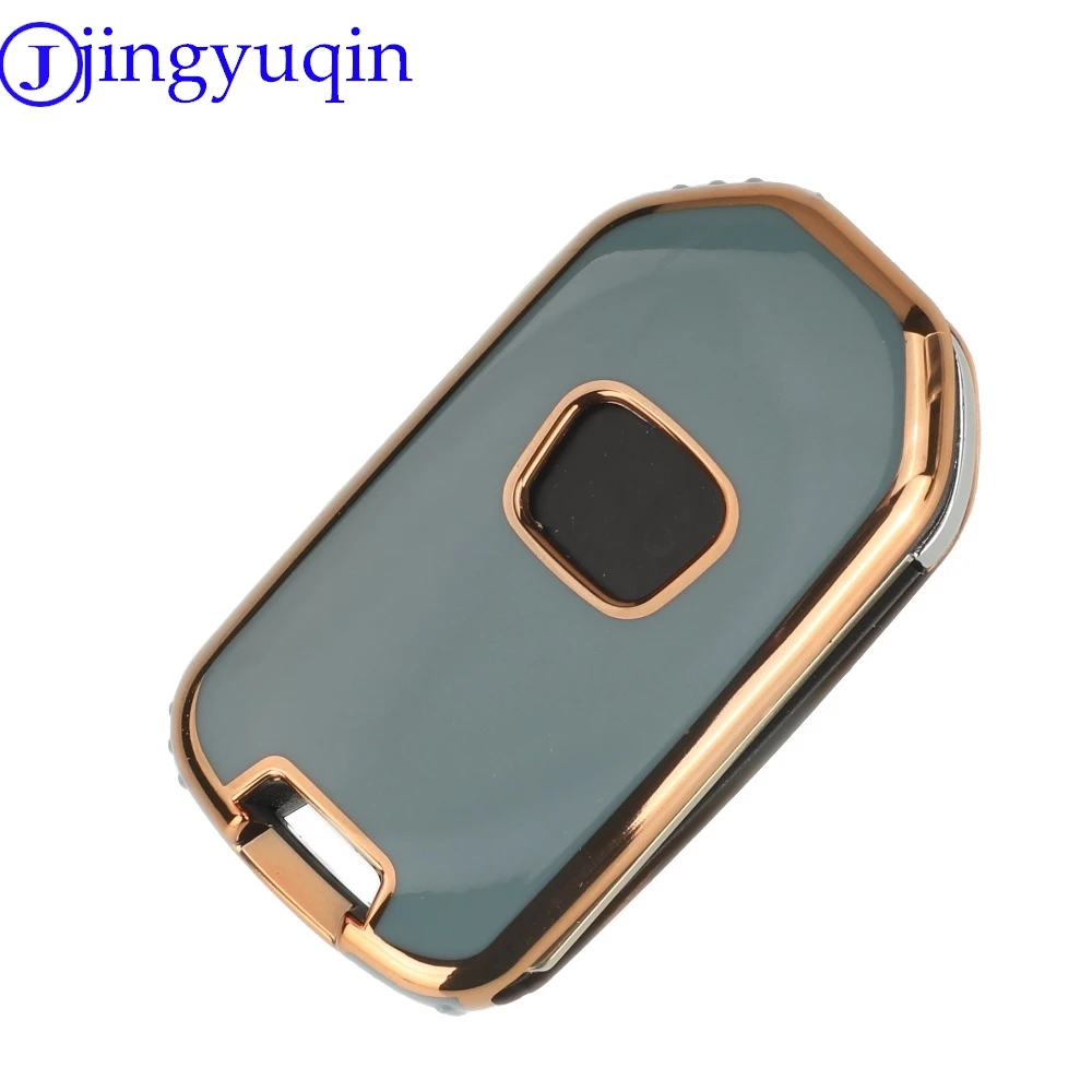 Jingyuqin 3 Tombol Kedatangan TPU Kunci Mobil Shell Case Fob untuk Honda Civic City Fit HR-V XR-V Lipat Flip Auto Mobil Penutup Kunci