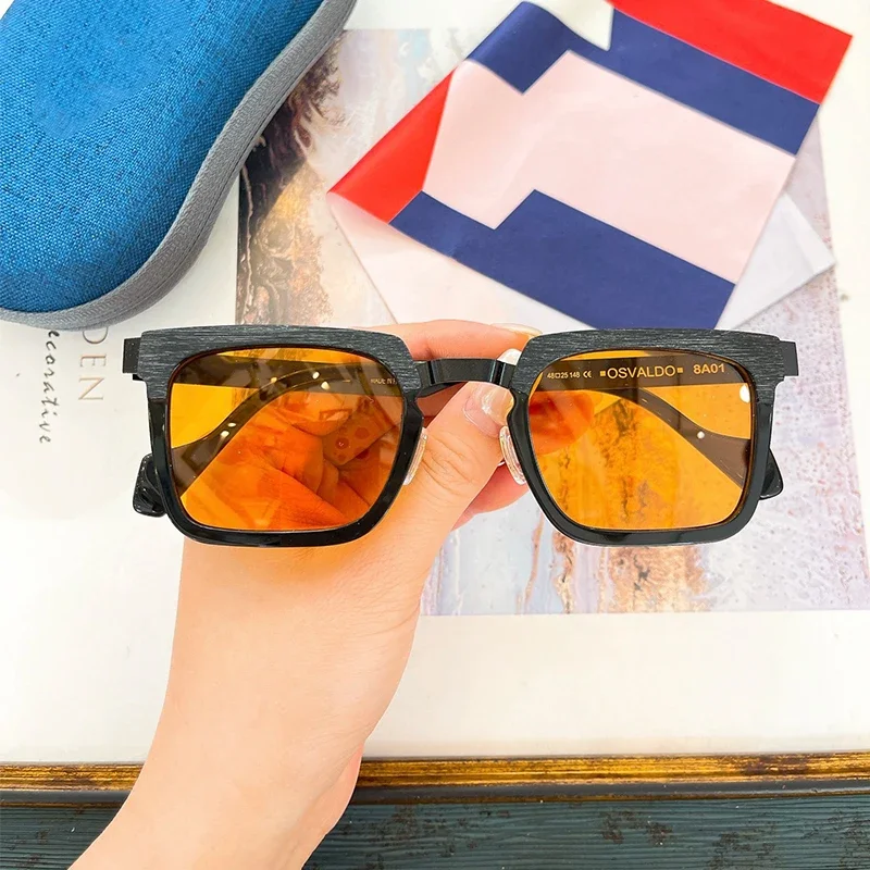 Высокое качество, винтажные квадратные солнцезащитные очки из ацетата из сплава для мужчин и женщин, японские дизайнерские брендовые модные очки ручной работы UV400
