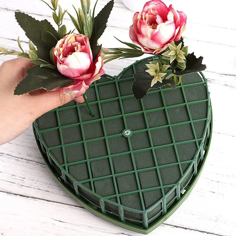 19/28CM Heart Shape Flower Mud Plastic Foam Tray For Fresh Floral Car Table Decoration Gift Props Party Wedding Supplies