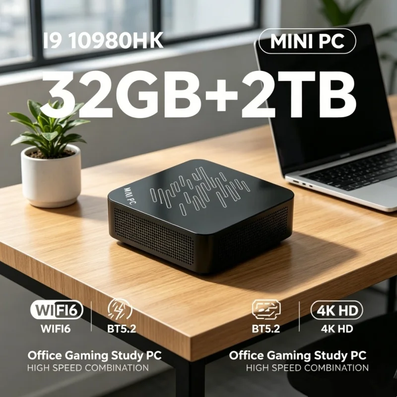 Zippy Core I9 10980HK Portable Mini PC, WiFi6 BT5.2, Dual Gigabit Ports, 4K Multi Display Compact Host for Office Daily