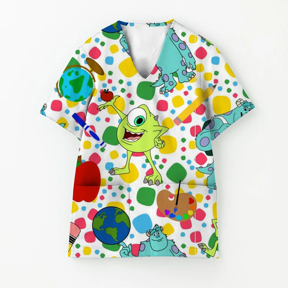 

Women's Nursing ClothingDisney brand Top Accessories Doctors Medical Uniform Hospital Nurse Beauty Salon Scrubs Top Women