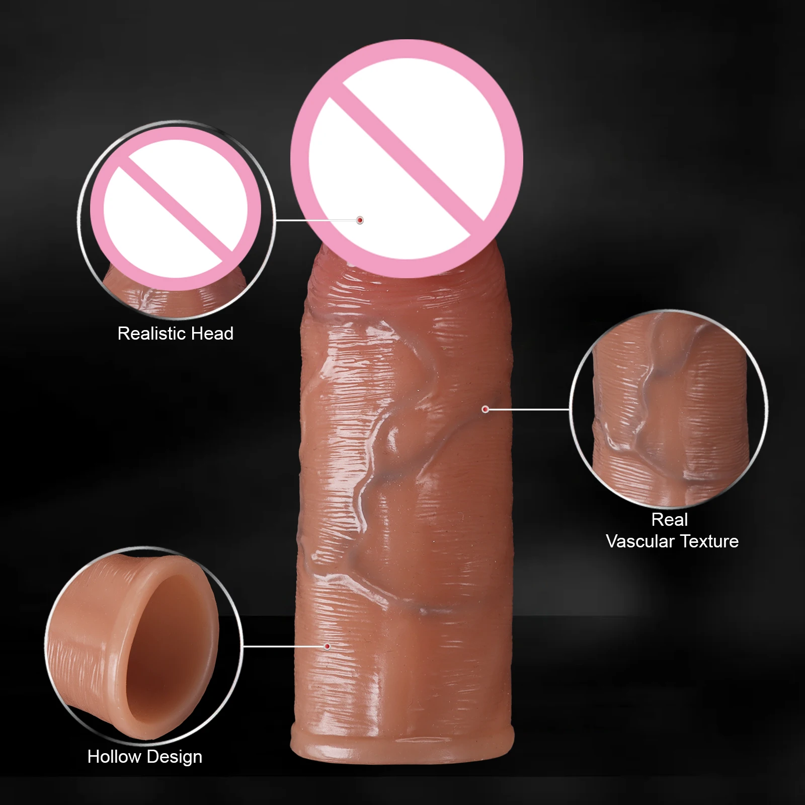 Reusable Silicone Condom Enlargement Penis Sleeve Extender Enhancer Penis Cocks Cover BDSM 18+ Adult Sex Toys For Men cock rings view 4
