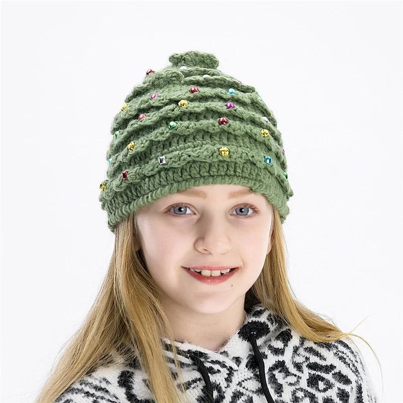 Autumn and Winter Christmas Parent-child Hat Handmade Christmas Tree Star Wool Hat Holiday Children Warm Hat Gift