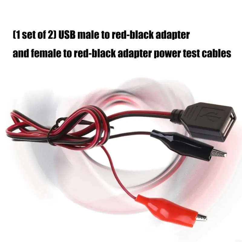  Double USB Alligators Clamps Test Cables 50cm Flexible Wiring Charging Test Clip for Security Cameras Mobile Devices