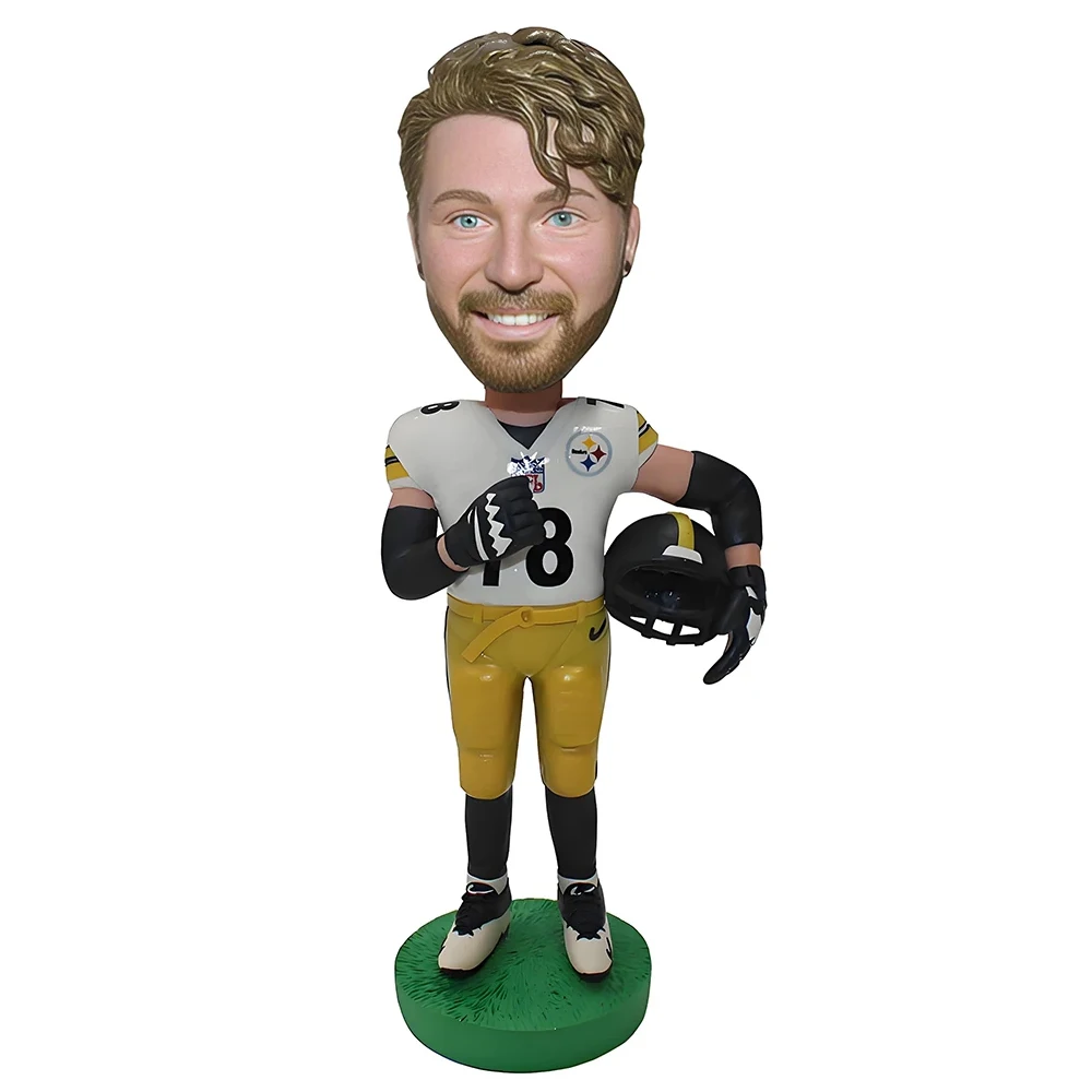 

Handcrafted Custom Sports Fan Bobblehead Figurine - Personalized Football Jersey Bobblehead with Realistic Likeness