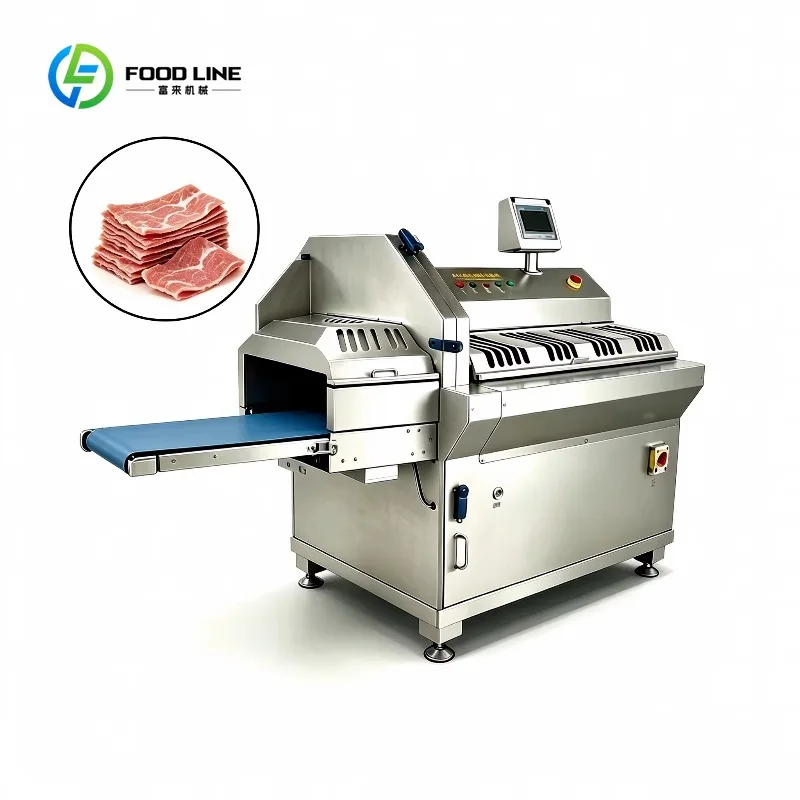 Customized New Automatic Meat Portion Cutter with Stainless Steel Blade Adjustable Thickness & Conveyor 500kg/h Capacity