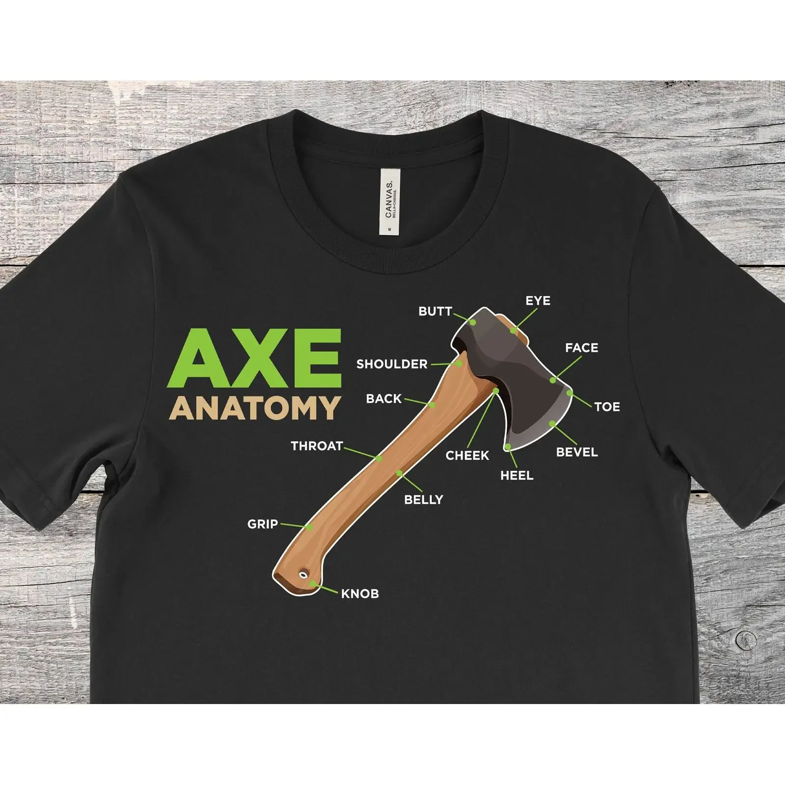 Axe Anatomy Funny T Shirt Throwing Parts Diagram Lumberjack Hatchet Thrower Cool Hobby Events Lover Costume vintage Washed
