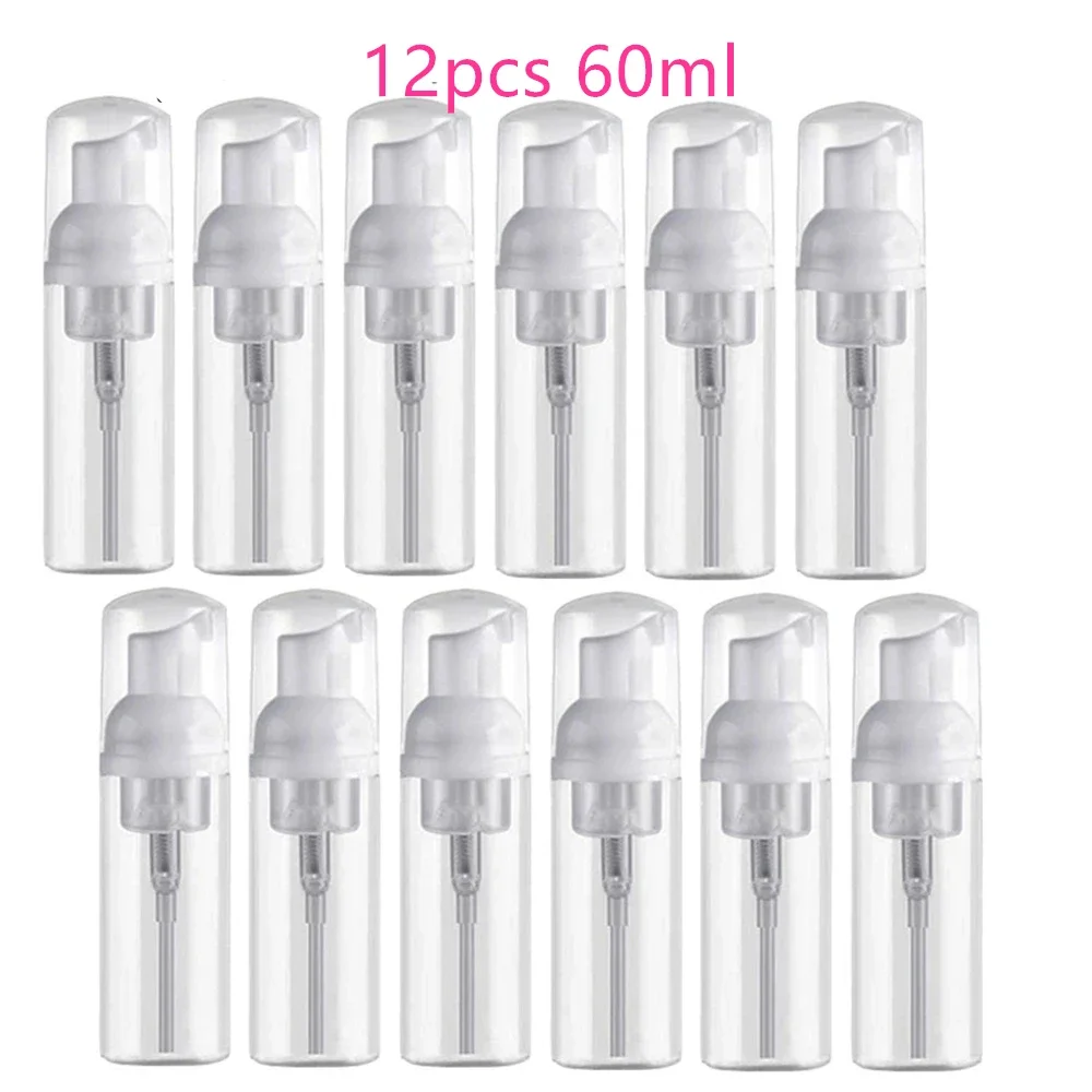 12pcs 30/60ml Portable Foam Bottle Empty Pump Clear Bottle Lotion Shampoo Dispenser Hot Koop Refillable Bottles pump foam bottle