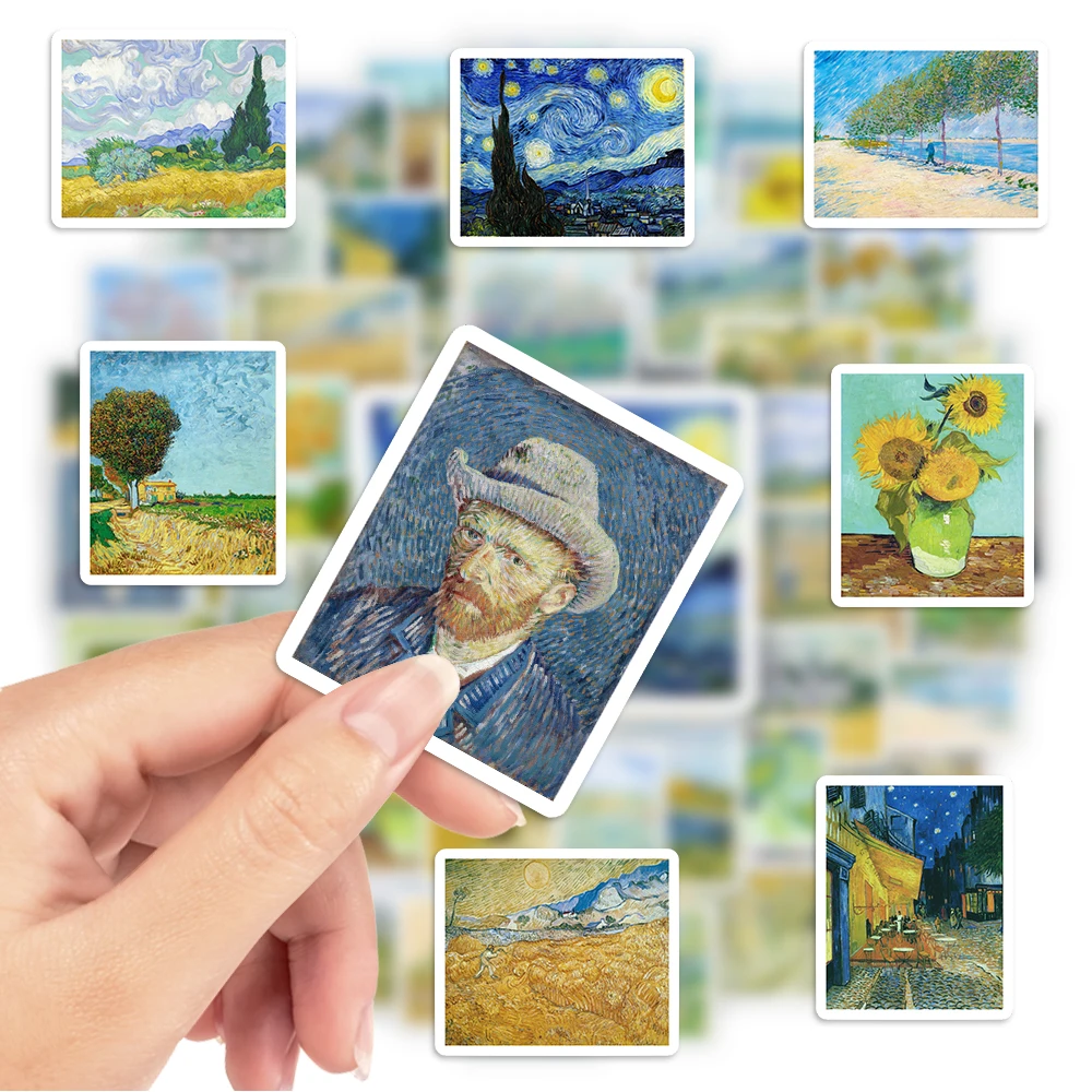 Van Gogh Paintings Artwork Stickers Landscape Self-Portrait Decal for Laptop Phone Scrapbook Luggage Decorative Cups Waterproof image 2
