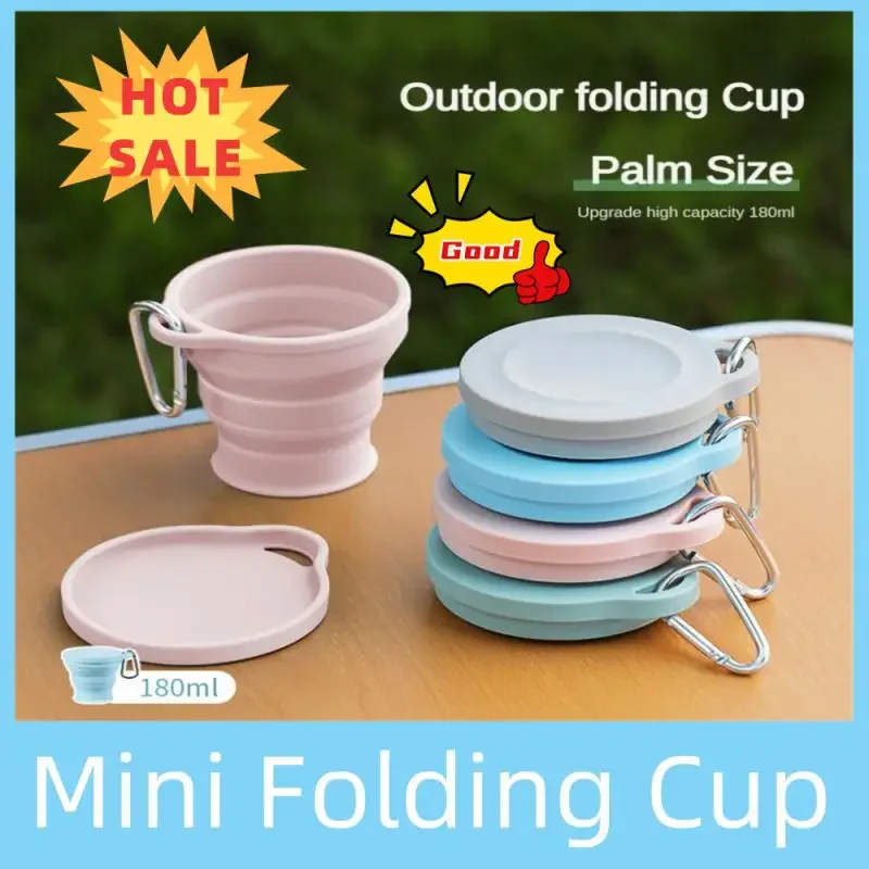 150ML Folding Cup Mini Retractable Cup Silicone Portable Teacup Outdoor Travel Coffee Telescopic Drinking Mug With Lid Cup tea
