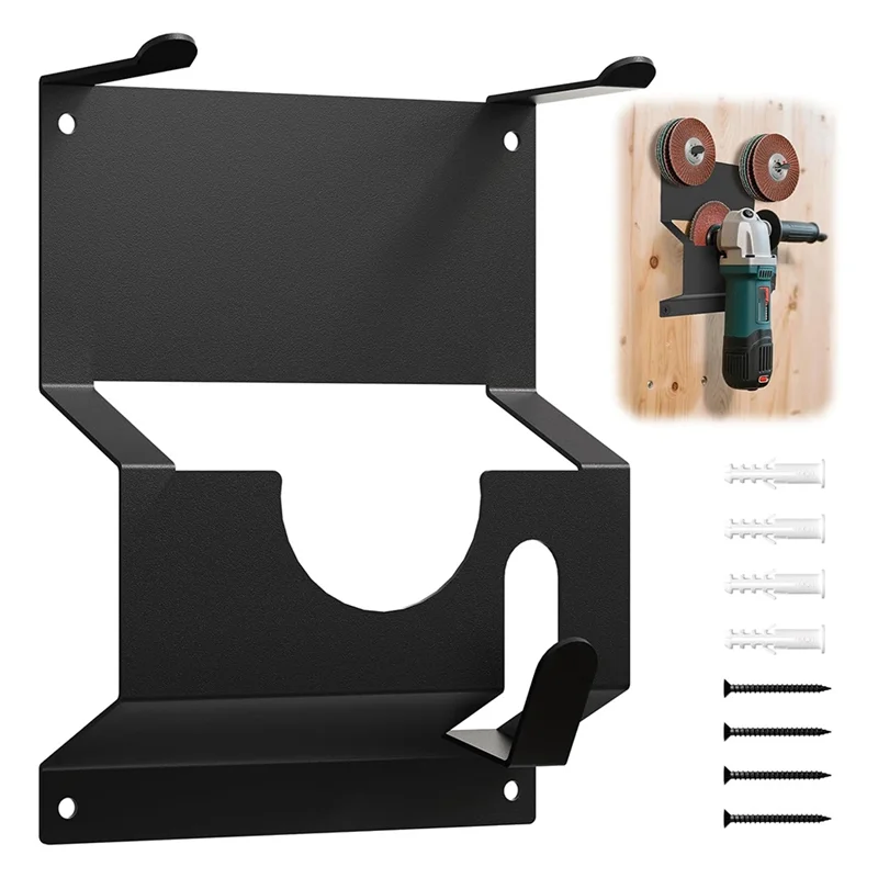 AT63-Angle Grinder Holder, Wall Mount Bracket Angle Grinder Storage Rack With Wire Holder, Angle Grinder Stand Tool