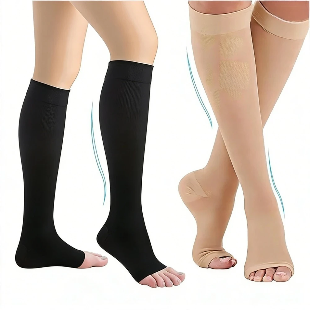 

1 пара компрессионных носков S-XXL, медицинские компрессионные гольфы без пальцев, для профилактики варикозного расширения вен, для мужчин и женщин