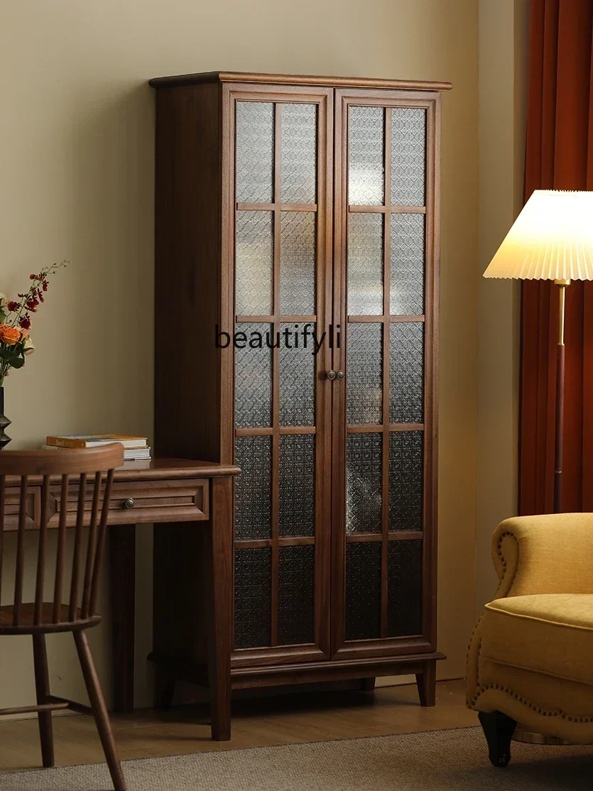 NEW American solid wood bookcase North American black walnut side cabinet Bookshelf storage wine cabinet