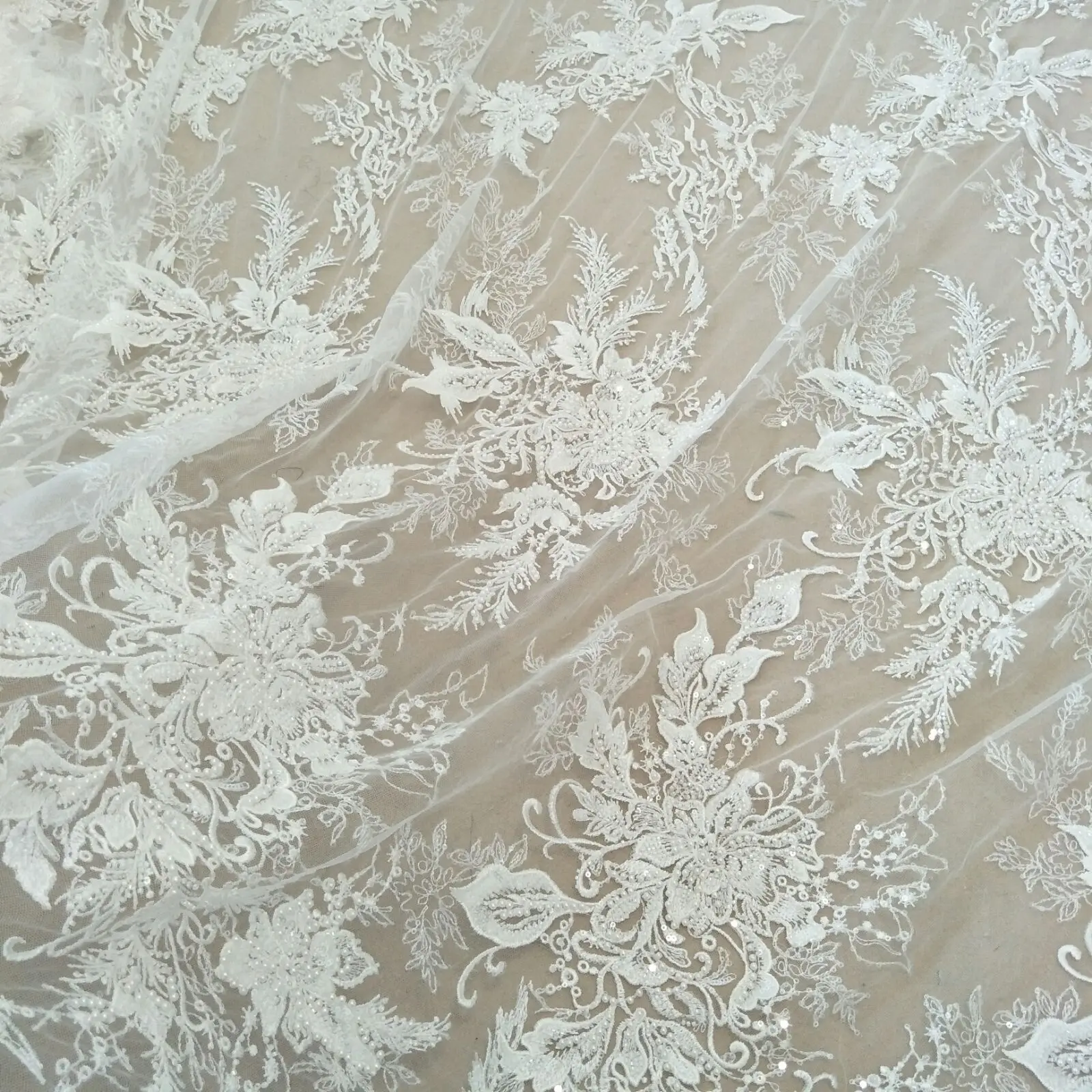 wedding lace applique bridal lace fabric flower dress lace fabric 130cm width lace sell by yard