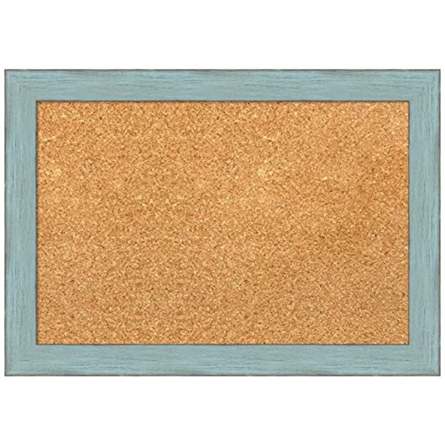 

Натуральная пробковая доска для стен 14x20, доска для заметок с синей деревянной рамкой, маленькая пробковая доска для офиса, декор для дома, для организации пространства, в деревенском стиле