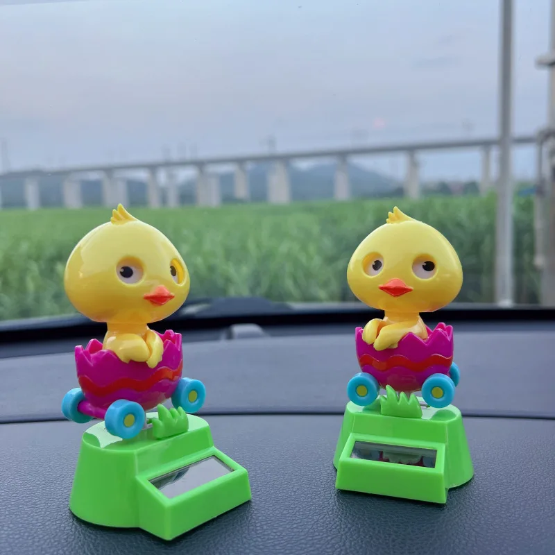 Energia solar dos desenhos animados animal balanço dança brinquedo bonito sapo pato auto dança brinquedo solar console central do carro ornamento decoração presente engraçado
