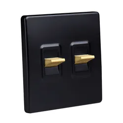 Wall Light Retro Toggle Switch 1-3  Gang 2 Way High Quality Black Frosted Panel