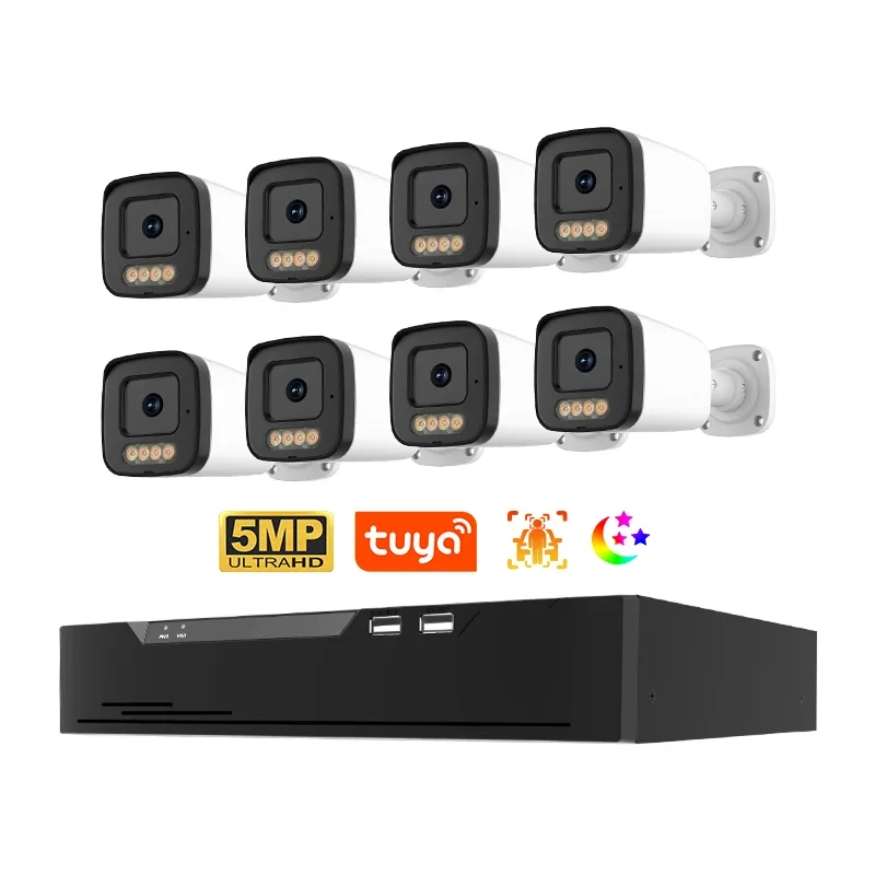 

2026 Veezoom 5MP 8 Channel Face Vehicle Detection PoE Security System with AI Function 5MP PoE Camera 4K AI Network Video Record
