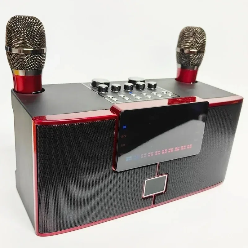 YS208 High-power Bluetooth Speaker Portable Home Karaoke All-in-one Machine with Dual Microphones RGB Rhythm Light Subwoofer