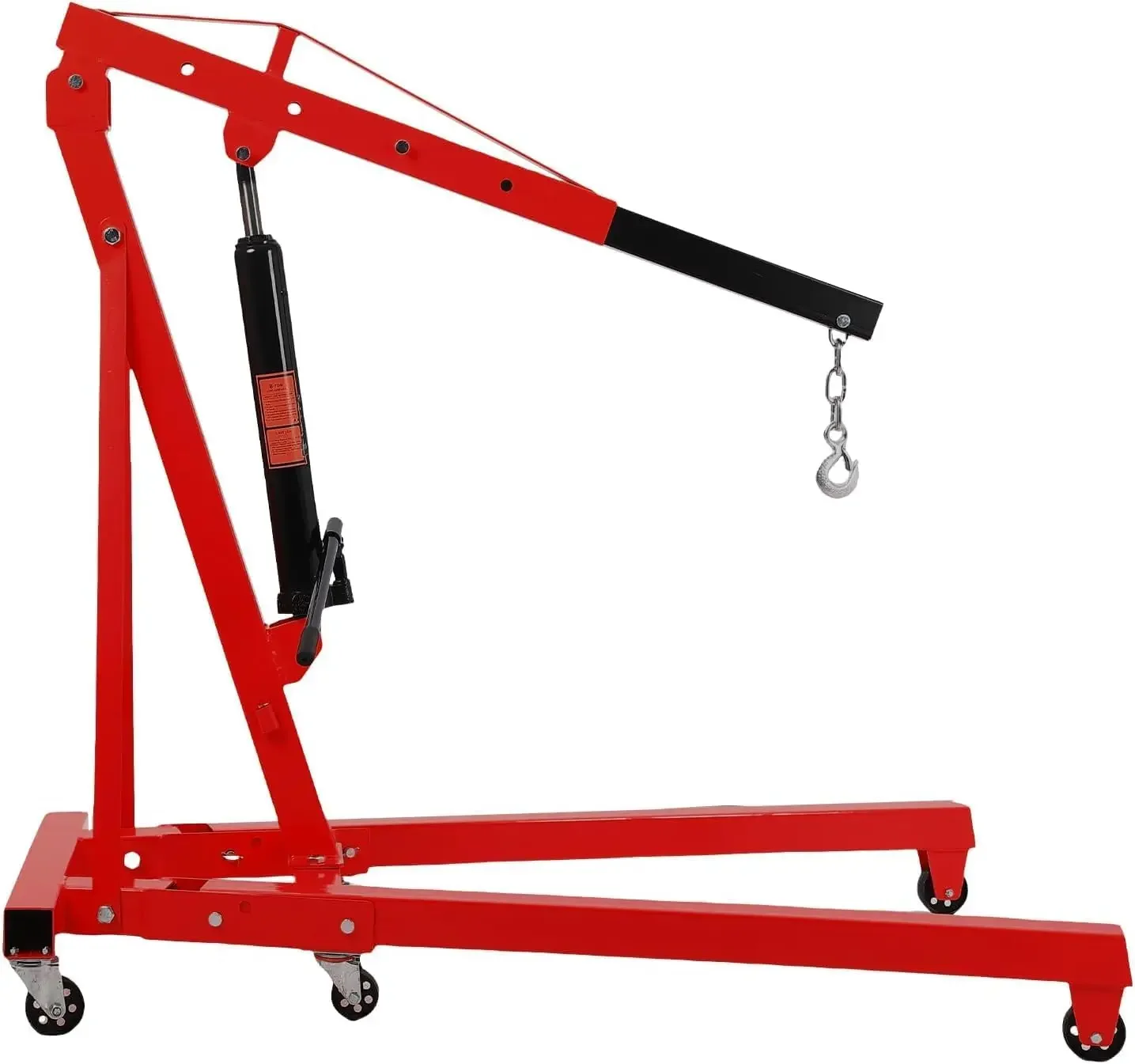 Folding Engine Hoist Stand Cherry Picker, 4000lb Heavy Duty Steel Lift Garage Workshop Auto Repair Foldable Stand 6 Caster, Red