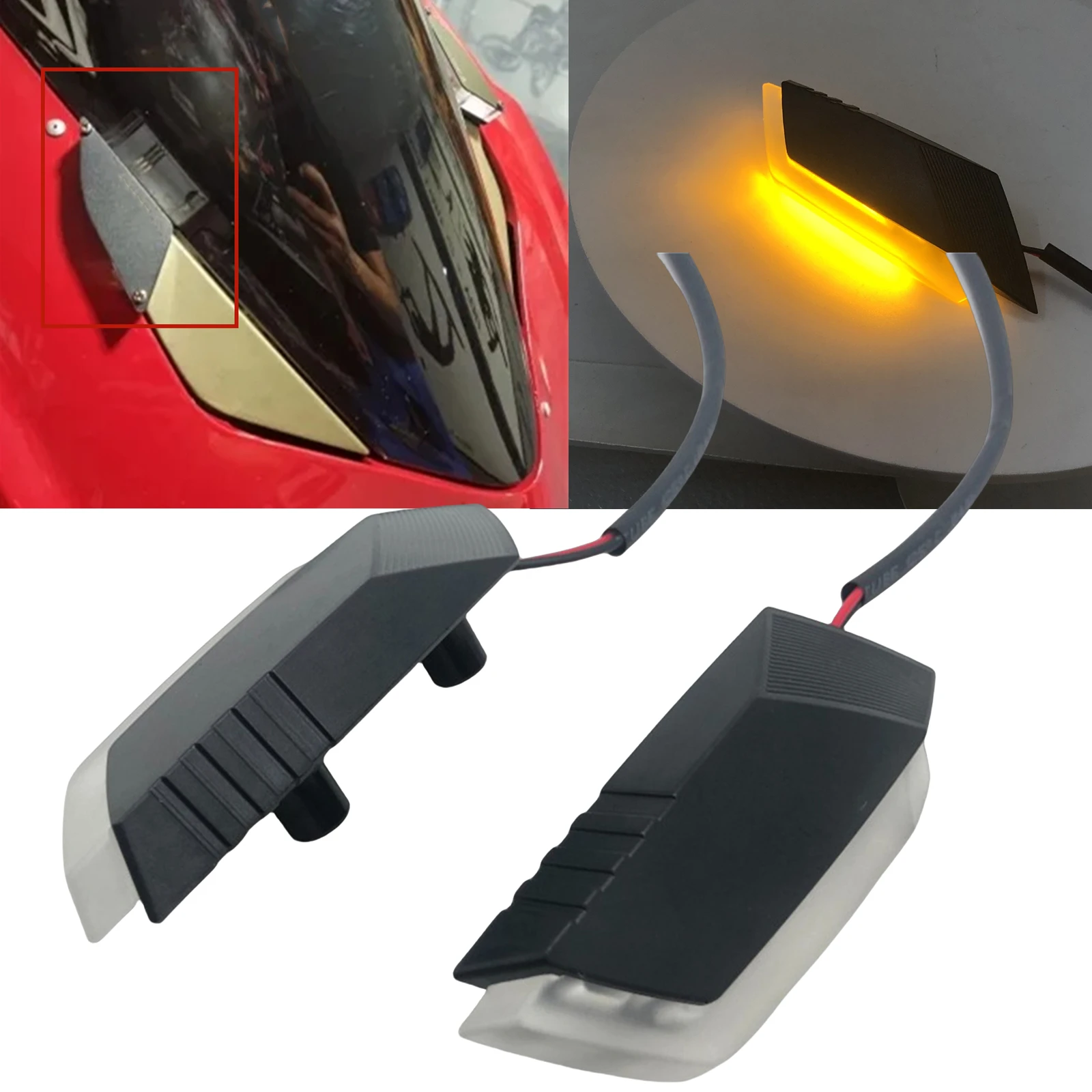 

Motorcycle Front Mirrors Turn Signal Light Indicator LED Lamp For DUCATI Panigale V2 V4