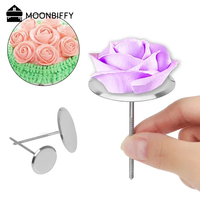 Stainless Steel Piping Nail Tips Cake Chocolate Biscuit Flowers Decorating Needle Stands Cream Transfer Tray Baking Pastry Tools