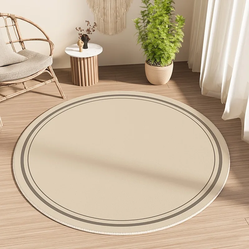 

Round Carpet Living Room Rugs Non-slip Soundproof Floor Mat Rounds Apricot Linen Pattern Rug Large Size Home Decor Mats 거실 카펫