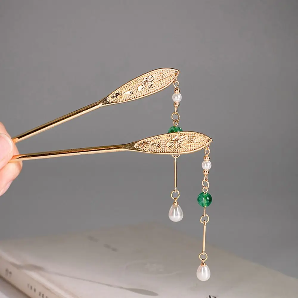 Antique Gift Hair Disk Flower Pearl Chinese Style Hanfu Headwear Tassel Hair Stick Hairpins Women Hair Fork Hair Accessories
