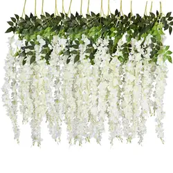 Artificial wisteria hanging flowers fake violets ceiling flowers rattan wedding home garden hotel corridor living room office de