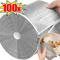 200/1PCS Steel Wire Cleaning Cloths Double Side Home Kitchen Pot Pan Dishcloths Washing Dish Rags Towels Cleaner Tools Wholesale
